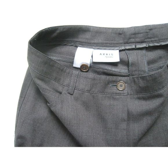 Akris Punto Wool Blend Pants Sz 8 Dark Brown Grey Office Career Dress Wear - Picture 6 of 7